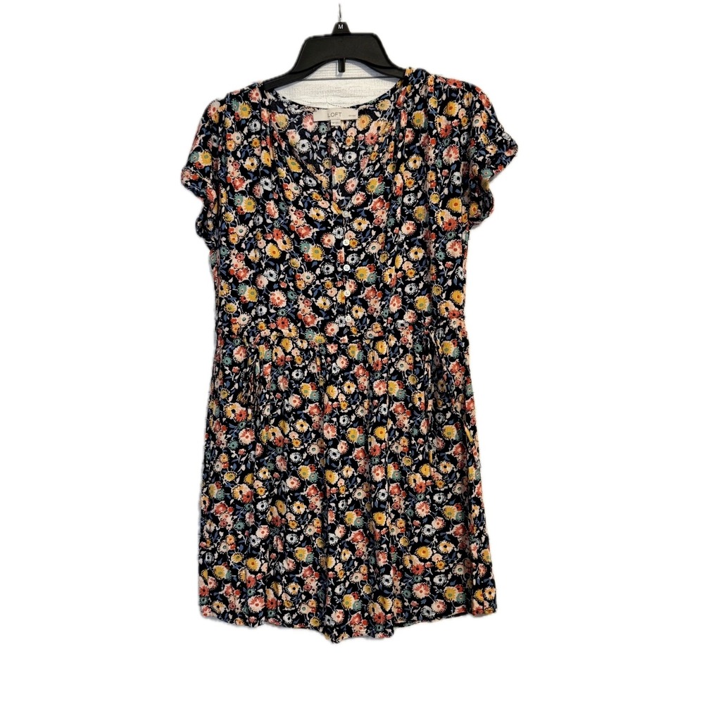 LOFT Floral Dress SP Rayon Tie Waist Pullover Lightweight Feminine
